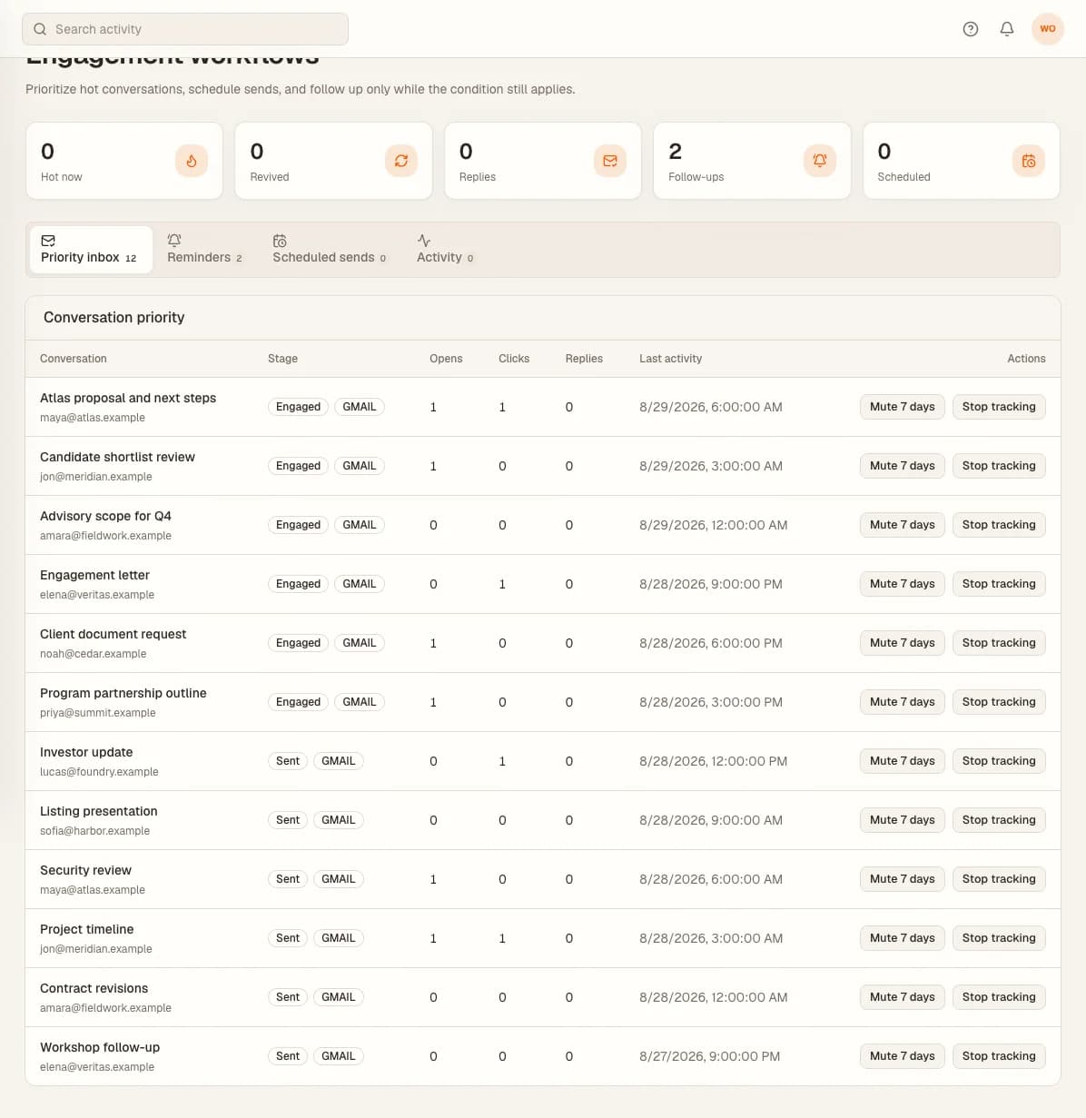 Elite Mail Suite'te Hatırlatma kuralları ve konuşma durumu
