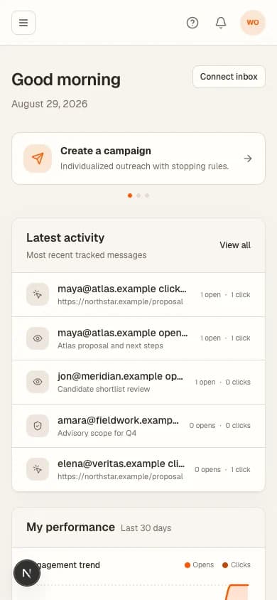 iPhone'daki Elite Mail Suite mobil çalışma alanı